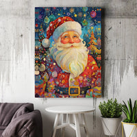 Colorful Holiday Canvas Wall Art, Mosaic Santa Claus Canvas Print, Christmas Santa Canvas, Festive Winter Wall Decor, Xmas Family Home Present