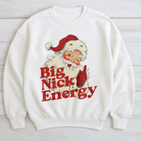 Retro Santa Christmas Holiday Crewneck, Big Nick Energy Sweatshirt, Sarcastic Xmas Graphic Pullover, Humorous Winter Party Present