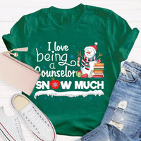 Adorable Christmas Snowman Counselor Shirt, I Love Being A Counselor Snow Much T-Shirt, School Guidance Holiday Graphic Tee, Present