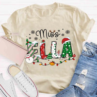 Custom Holiday Educator Tee, Personalized Christmas Teacher Shirt, Festive Winter Teacher T-Shirt, Merry Christmas Teacher Present