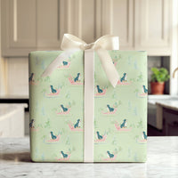 Watercolor Dog Sleigh Gift Wrap, Bernese Mountain Dog Wrapping Paper, Berner Christmas Wrapping Paper, Adorable Dog Holiday Gift Wrap Roll