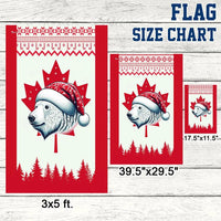 Santa Hat Bear Holiday Flag, Polar Bear Christmas Canadian Flag Garden Flag, Double-Sided Canada Flag, Winter Yard Lawn Decor Present