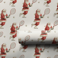Santa Playing Tennis Gift Wrap, Tennis Santa Wrapping Paper, Sports Christmas Wrapping Paper, Humorous Tennis Player Holiday Gift Wrap Roll