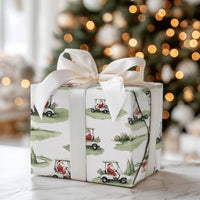 Santa Golf Cart Holiday Gift Wrap, Golf Santa Christmas Wrapping Paper, Golfer Xmas Wrapping Paper, Humorous Golf Lover Gift Wrapping Paper