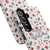 Festive Candy Cane Holly Phone Case, Merry Christmas Phone Case Samsung Galaxy, Holiday Season Tough Phone Cover, Xmas Present for Her
