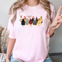 Santa Hat Farm Animal T-Shirt, Chicken Christmas Shirt, Festive Chicken Tee, Humorous Farmer Holiday Graphic Shirt