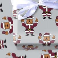 Santa Bulldog Holiday Gift Wrap, Bulldog Mascot Christmas Wrapping Paper, Adorable Dog Xmas Wrapping Paper, Sports Alumni Gift Wrap Roll