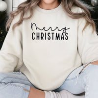 Minimalist Holiday Typography Crewneck, Merry Christmas Sweatshirt, Simple Xmas Lettering Pullover, Comfy Winter Festive Sweatshirt Present