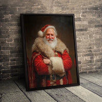 Oil Painting Santa Canvas Print, Vintage Santa Claus Canvas Art, Classic Christmas Wall Canvas, Holiday Portrait Decor, Xmas Home Present