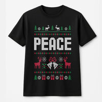 Retro Reindeer Holiday Graphic Tee, Peace Ugly Christmas T-Shirt, Snowflake Xmas Shirt, Festive Christmas Shirt, Holiday Present for Couples