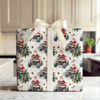 Rustic Off Road Wrapping Paper Roll, Santa Riding ATV Wrapping Paper, Outdoorsy Christmas Gift Wrap, Snow Holiday ATV Wrapping Paper Roll