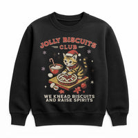 Jolly Biscuits Baking Graphic Sweater, Christmas Cat Sweatshirt, Adorable Holiday Cat Lover Crewneck, Retro Winter Kitty Sweatshirt, Xmas Present