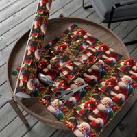 Adorable Cartoon Santa Claus Gift Wrap, Boy on Santa Lap Christmas Wrapping Paper, Holiday Season Wrapping Paper Roll, Xmas Present Paper Roll