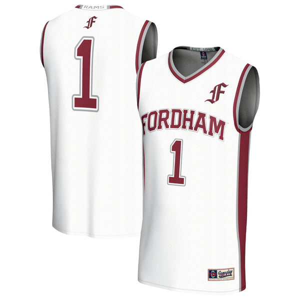 #1 Fordham Rams Lightweight Collegiate Basketball Fashion Jersey - White
