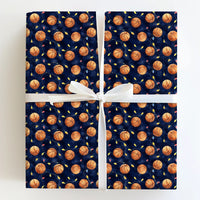 Sports Holiday Gift Wrap, Basketball Christmas Wrapping Paper, Watercolor Basketball Present Paper, Athlete Coach Christmas Gift Wrap Roll