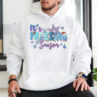 Snowflake Christmas Graphic Sweatshirt, Its Freezing Season Hoodie, Comfy Winter Holiday Pullover, Festive Family Season Hoodie