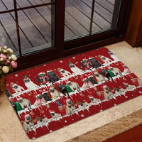 Merry Christmas Snowflake Welcome Mat, Pug Christmas Doormat, Adorable Holiday Dog Door Mat, Winter Front Porch Rug, Pug Lover Xmas Present