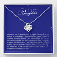 Daughter in Law Love Knot Necklace, Bonus Daughter Love Knot Necklace, Daughter in Heart Knot Necklace, Christmas Jewelry Present for Her