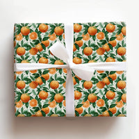 Pine Needle Clementine Gift Wrap, Winter Orange Wrapping Paper, Botanical Citrus Holiday Wrapping Paper, Festive Christmas Wrapping Paper