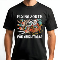Duck Hunting Santa T-Shirt, Flying South for Christmas Shirt, Humorous Hunter Holiday Tee, Retro Duck Hunter Shirt, Outdoorsmen Christmas Present