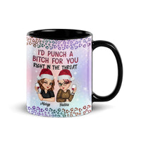 Punch a Bitch for You Holiday Coffee Cup, Humorous Best Friend Ceramic Mug, Sarcastic Soul Sister Mug, Christmas Present for Bestie Drinkware
