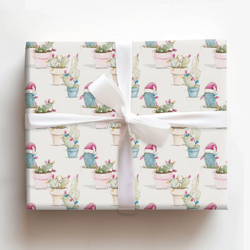 Southwestern Holiday Gift Wrap, Christmas Cactus Wrapping Paper, Succulent Christmas Wrapping Paper, Festive Desert Plant Gift Wrap Roll
