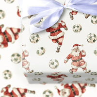 Sports Christmas Gift Wrap, Watercolor Soccer Santa Wrapping Paper, Festive Soccer Player Wrapping Paper, Football Fan Holiday Gift Wrap