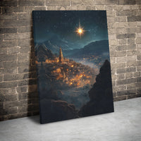 Nativity Village Canvas Print, Star of Bethlehem Canvas Art, Bethlehem Scene Wall Art, Star of Bethlehem Canvas Decor, Christmas Wall Decor