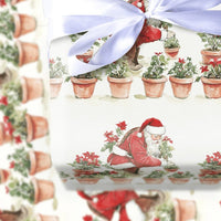 Poinsettia Botanical Gift Wrap Paper, Gardening Santa Christmas Wrapping Paper, Plant Lover Holiday Present Wrap, Xmas Wrapping Paper