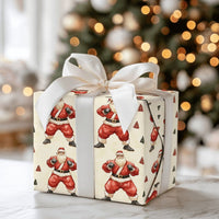 Humorous Muscular Santa Gift Wrap, Boxer Santa Wrapping Paper, Fighting Santa Christmas Wrapping Paper, Novelty Holiday Gift Wrap Roll