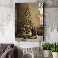 Cowboy Boots Canvas Print, Western Christmas Wall Art, Rustic Holiday Tree Wall Art, Cowgirl Western Wall Art, Digital Download Print
