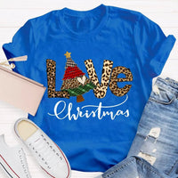Festive Tree Graphic Shirt, Christmas Leopard Print T-Shirt, Trendy Animal Print Holiday Tee, Retro Merry Christmas Graphic T-Shirt