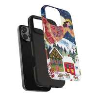 Christmas Phone Case, Folk Art Winter Village Angel Phone Case, Holiday Angel Tough Phone Case, Winter Village Aesthetic Phone Case Present