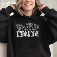 Gingerbread Teacher Christmas Hoodie, Teaching Smart Cookies Hoodie, Holiday School Teacher Hoodie, Adorable Gingerbread Hooded Sweatshirt