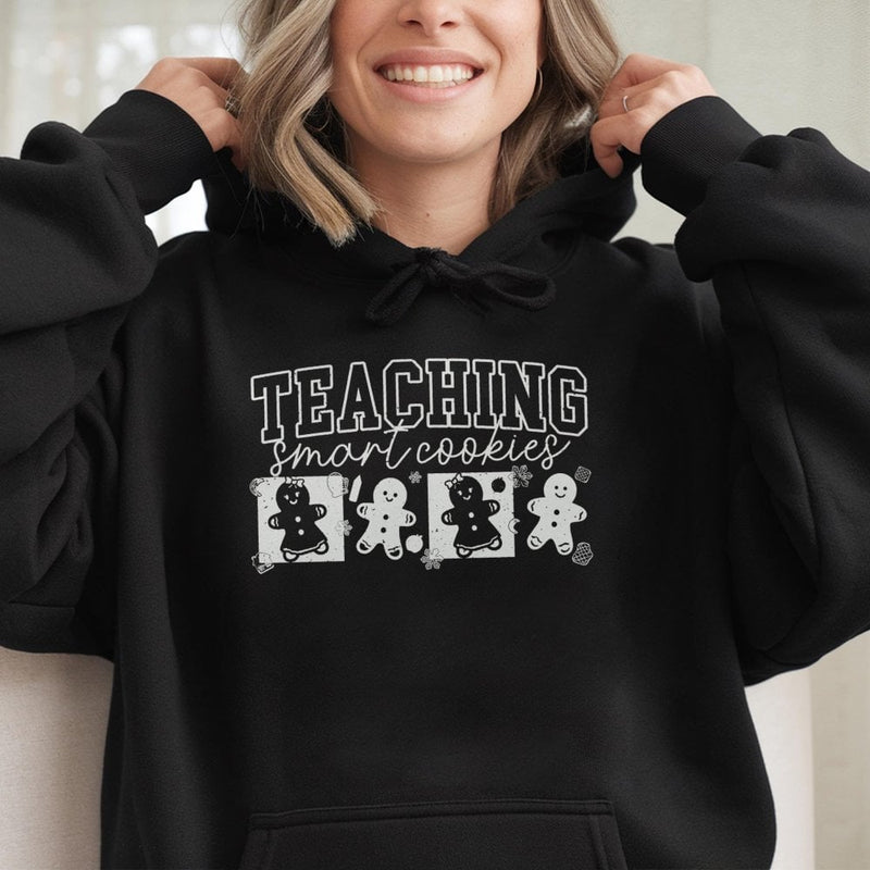 Gingerbread Teacher Christmas Hoodie, Teaching Smart Cookies Hoodie, Holiday School Teacher Hoodie, Adorable Gingerbread Hooded Sweatshirt