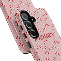 Samsung Galaxy Christmas Pattern Cover, Pink Candy Cane Phone Case, Adorable Holiday Peppermint Tough Phone Case, Xmas Present for Her