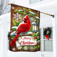 Winter Bird Holiday Yard Flag, Cardinal Merry Christmas Garden Flag, Double-Sided Red Cardinal Outdoor Banner, Seasonal Xmas Lawn Flag