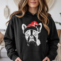 Adorable Dog Christmas Sweatshirt, Boston Terrier Santa Hoodie, Xmas Pet Lover Graphic Hoodie, Winter Holiday Pullover Hoodie, Dog Mom Present