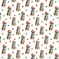 Santa Hat Puppy Gift Wrap, Husky Christmas Wrapping Paper, Watercolor Dog Present Wrap, Winter Holiday Husky Lover Present Packaging Roll