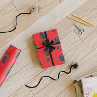 Botanical Holiday Ornament Wrap, Christmas Rose Gift Wrapping Paper, Floral Christmas Gift Wrap, Seasonal Winter Holiday Present Paper