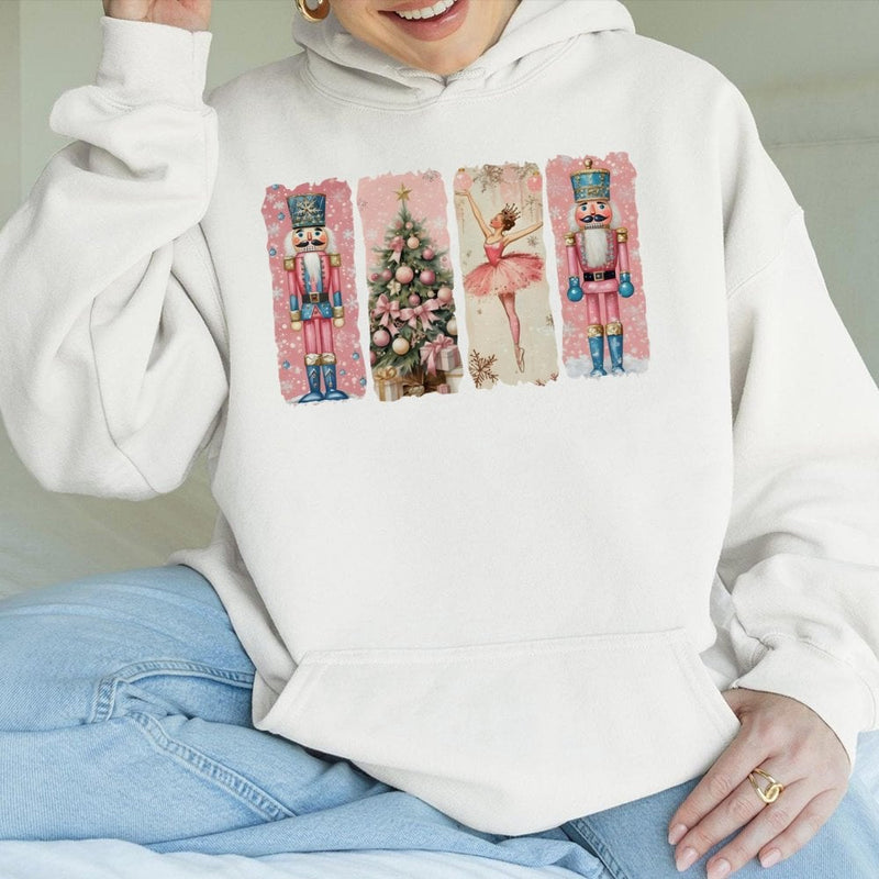 Watercolor Ballet Dancer Holiday Sweatshirt, Nutcracker Christmas Hoodie, Festive Xmas Tree Pullover, Nutcracker Ballet Present