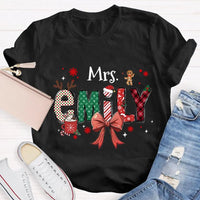 Custom Name Letter Holiday Shirt, Personalized Christmas T-Shirt, Matching Family Xmas Tee, Merry Christmas Present for Family