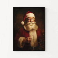 Retro Christmas Portrait Art Print, Classic Vintage Santa Claus Poster, Nostalgic Holiday Wall Art, Festive Winter Xmas Poster