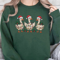 Humorous Santa Hat Goose Sweatshirt, Silly Goose Christmas Sweatshirt, Adorable Festive Animal Sweater, Retro Holiday Crewneck, Comfy Xmas Pullover