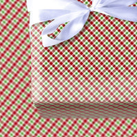 Diagonal Plaid Gift Wrap, Red Green Gingham Wrapping Paper, Classic Check Christmas Wrapping Paper, Rustic Holiday Festive Wrapping Paper