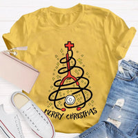 Holiday Nurse T-Shirt, Stethoscope Christmas Tree School Nurse Shirt, Adorable Medical Christmas Graphic Tee, School Nurse Xmas Present