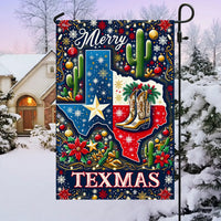 Merry Texmas Double Sided Holiday Yard Flag, Texas Christmas Garden Flag, Lone Star State Festive Flag, Southern Winter Outdoor House Decor