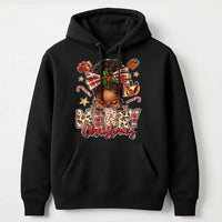 Afrocentric Holiday Bun Hooded Sweatshirt, African American Merry Christmas Hoodie, Black Queen Xmas Pullover, Melanin Holiday Hoodie Present
