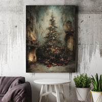 Dark Academia Holiday Canvas Print, Moody Victorian Christmas Tree Canvas Art, Festive Gothic Christmas Canvas, Winter Holiday Wall Decor
