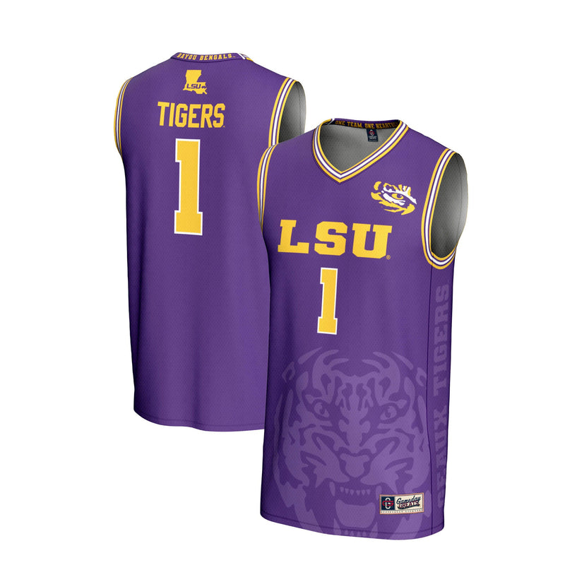 #1 LSU Tigers Lightweight Icon Print Basketball Jersey - Purple